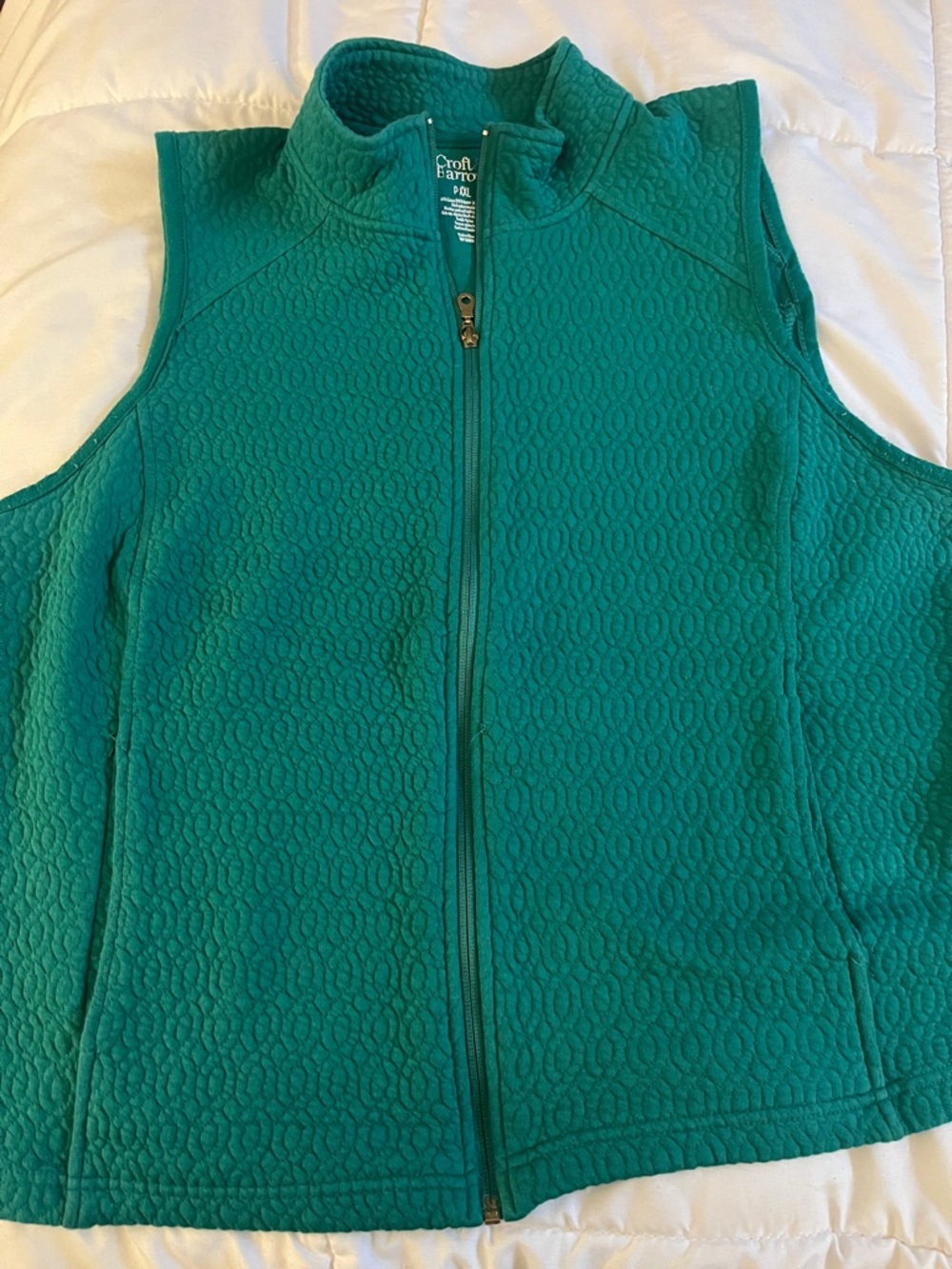 Women’s Croft & Barrow  Green Quilted Sleeveless Zip front Vest Petite XXL